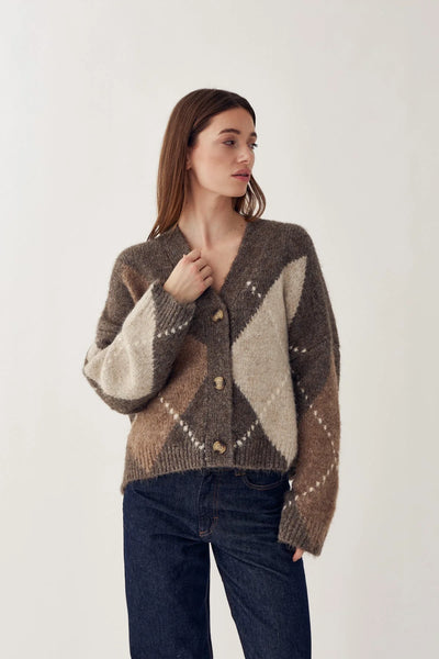 Noella Fashion - Laiana Knit Cardigan - Ash Brown Mix