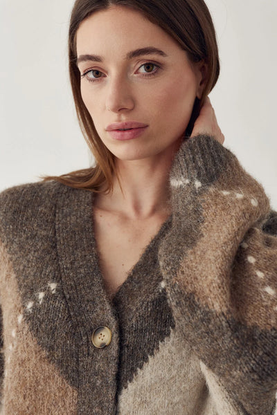 Noella Fashion - Laiana Knit Cardigan - Ash Brown Mix