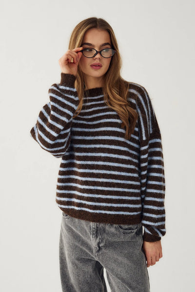Noella Fashion - Mafalda Knit - Brown/Blue Stripe