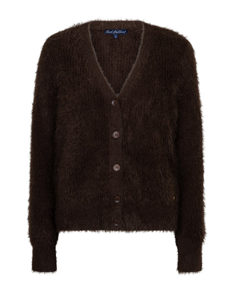 Red Button - Fuzzy Cardigan - Espresso