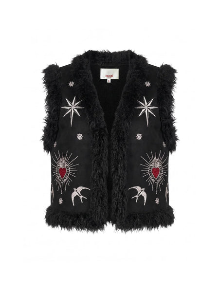 Nooki Design - Sacred Heart Emroidered Gilet - Black