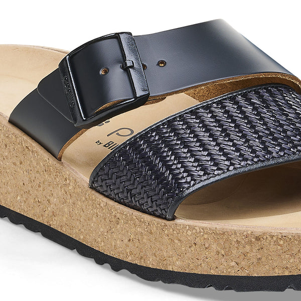Birkenstock - Almina Leather Wedge Sandal French Piping - Black