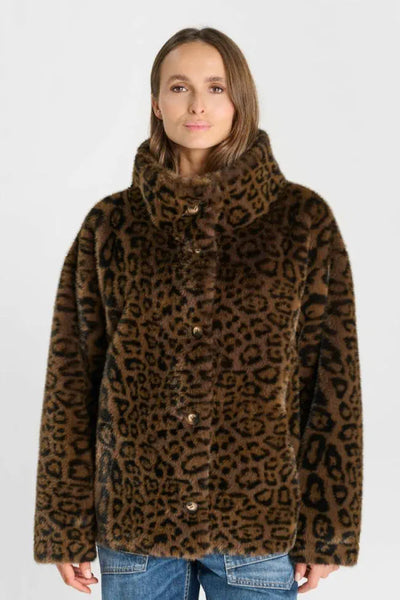Le Temps des Cerises - Leopard Print Reversible Coat