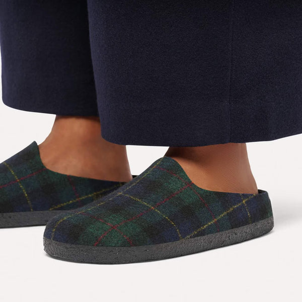 Birkenstock - Amsterdam Wrapped Slipper - Green/Navy Plaid