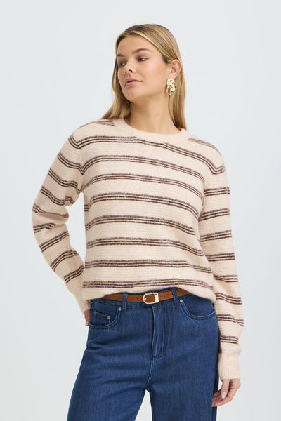 Fransa - Frkendra PU 4 - Oatmeal Stripe