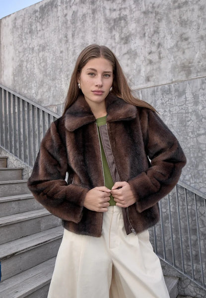 Minus - MSpanoma Faux Fur Jacket - Chicory Coffee