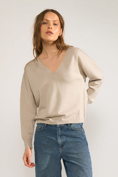 Numph - Nudayletta Lurex Pullover - Whitecap Grey
