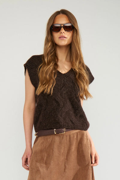 Numph - Nualmas Knitted Vest - Black Coffee