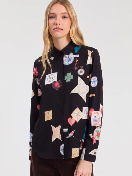 Vilagallo - Love Print Shirt - Black