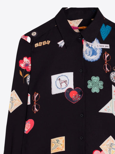 Vilagallo - Love Print Shirt - Black