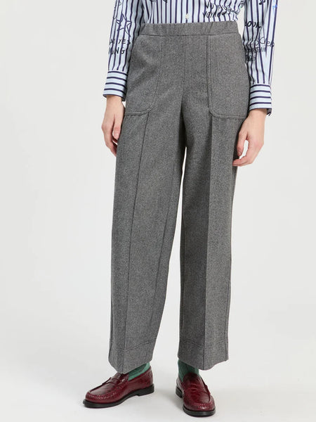 Vilagallo - Straight Leg Cropped Trouser - Grey Melange