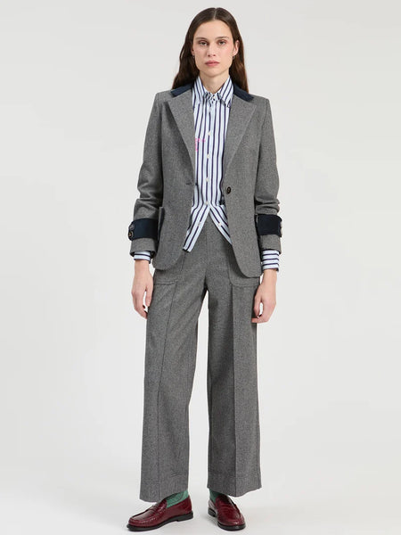 Vilagallo - Straight Leg Cropped Trouser - Grey Melange