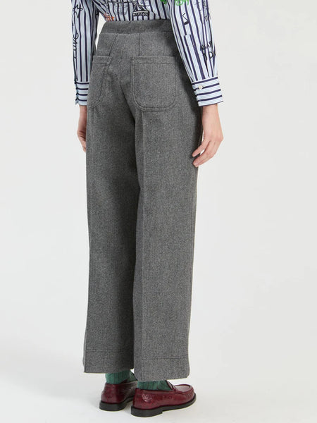 Vilagallo - Straight Leg Cropped Trouser - Grey Melange