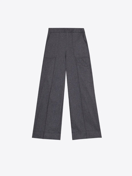 Vilagallo - Straight Leg Cropped Trouser - Grey Melange
