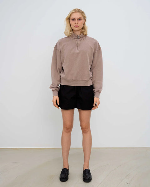 Colorful Standard - Womens Quarter Zip Sweat - Coffee Brown