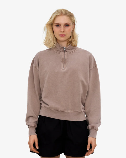 Colorful Standard - Womens Quarter Zip Sweat - Coffee Brown