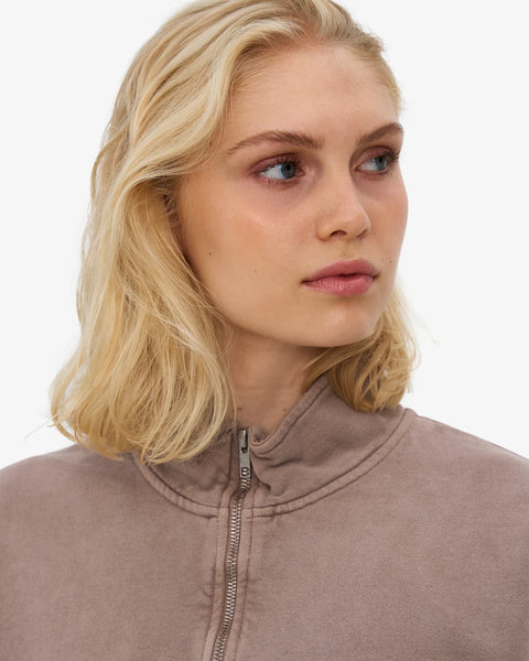 Colorful Standard - Womens Quarter Zip Sweat - Coffee Brown