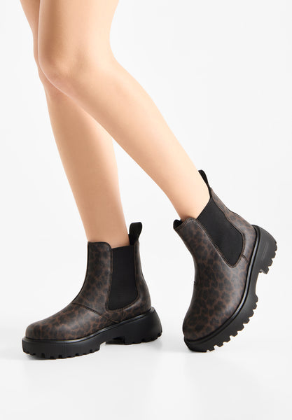 Woden - Aya Leo Waterproof Boot - Dark Leopard