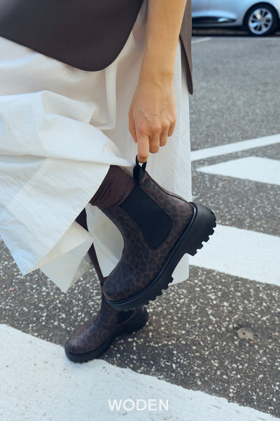 Woden - Aya Leo Waterproof Boot - Dark Leopard