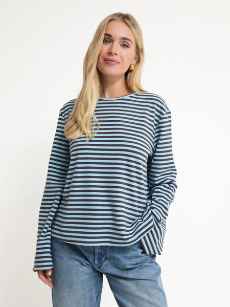 Fika Edit - Celine Flared Sleeve Top - Blue Stripe