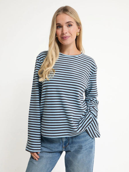 Fika Edit - Celine Flared Sleeve Top - Blue Stripe