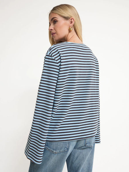 Fika Edit - Celine Flared Sleeve Top - Blue Stripe