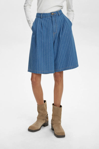 Numph - Nulucie Shorts - Dark Blue Denim Stripe
