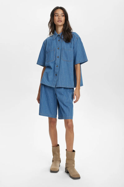 Numph - Nulucie Shirt - Dark Denim Blue Stripe