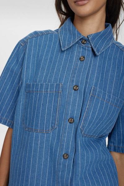 Numph - Nulucie Shirt - Dark Denim Blue Stripe
