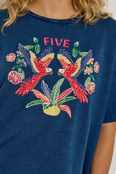 Five - Bird Tee - Indigo