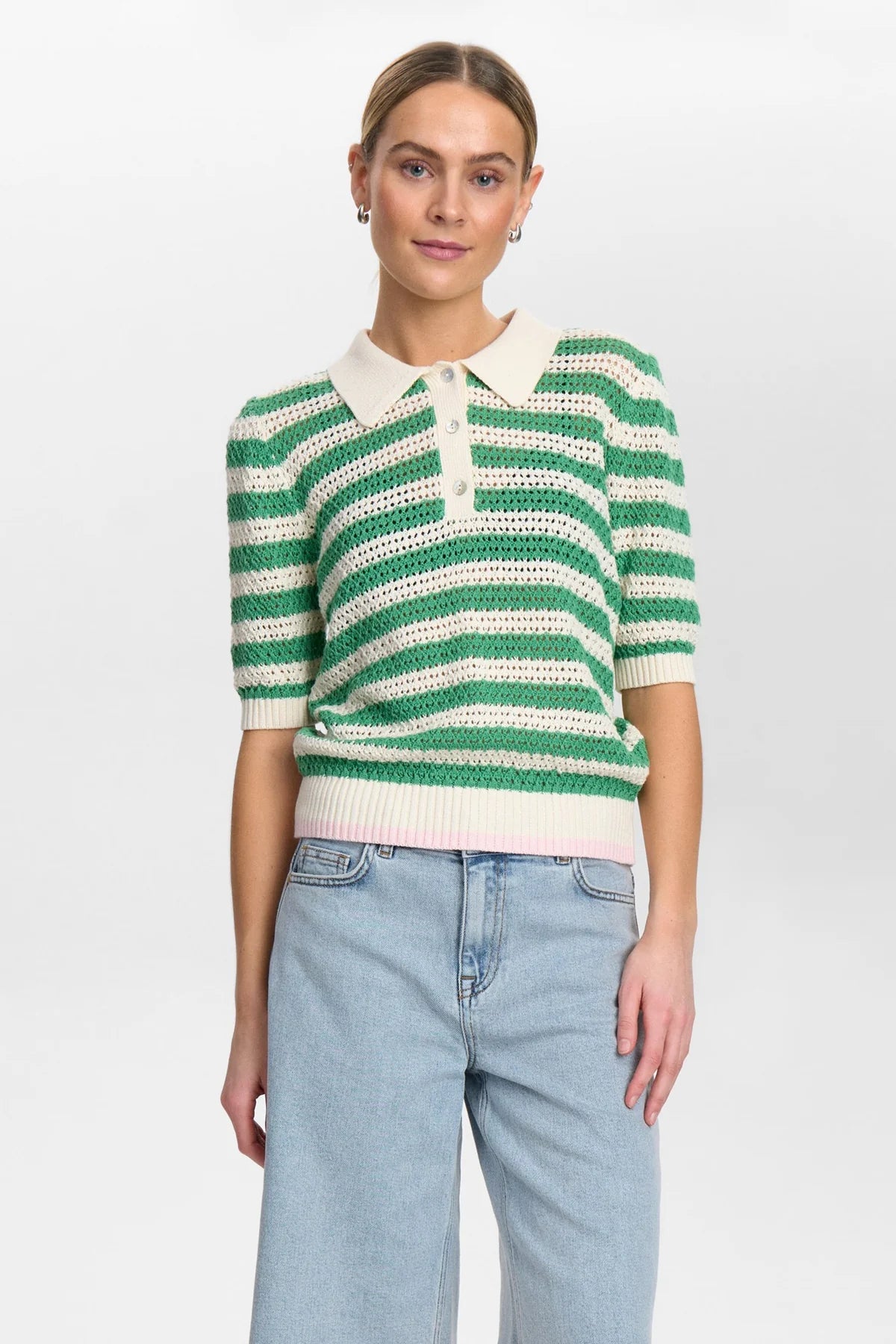 Numph - Nuvillia SS Polo Top - Green Spruce