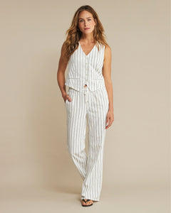 Red Button - Colette Linen Drawstring Trouser - Striped