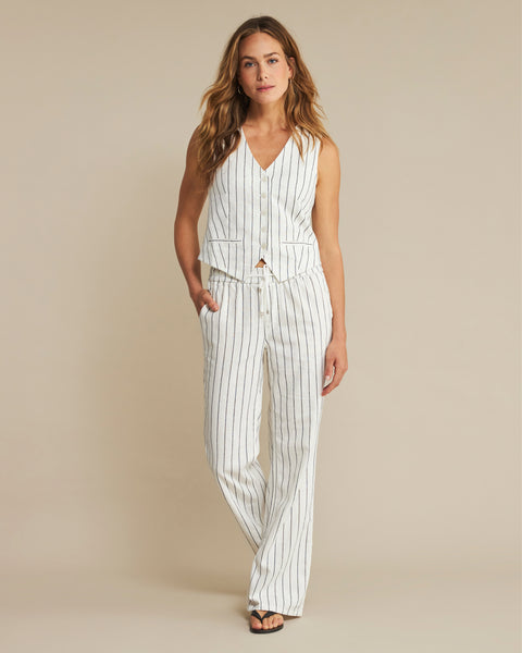 Red Button - Colette Linen Drawstring Trouser - Striped
