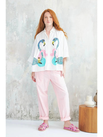 Chicosoleil - Flamingo Shirt - White