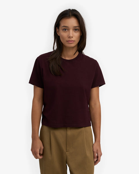 Colorful Standard - Boxy Crop Tee - Oxblood Red