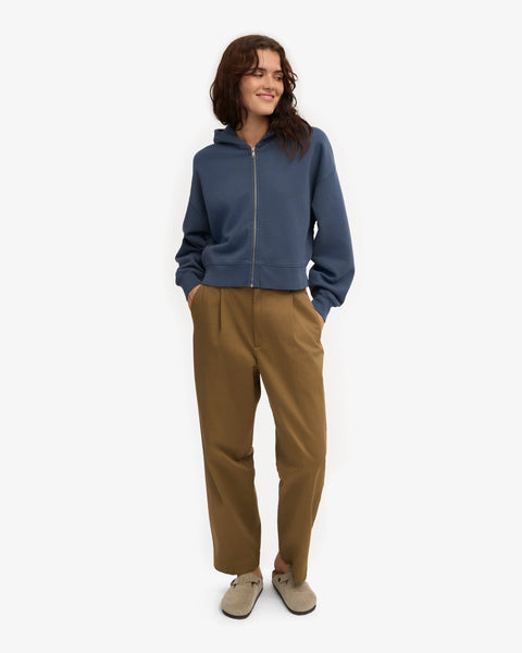 Colorful Standard - Crop Zip Hoody - Petrol Blue