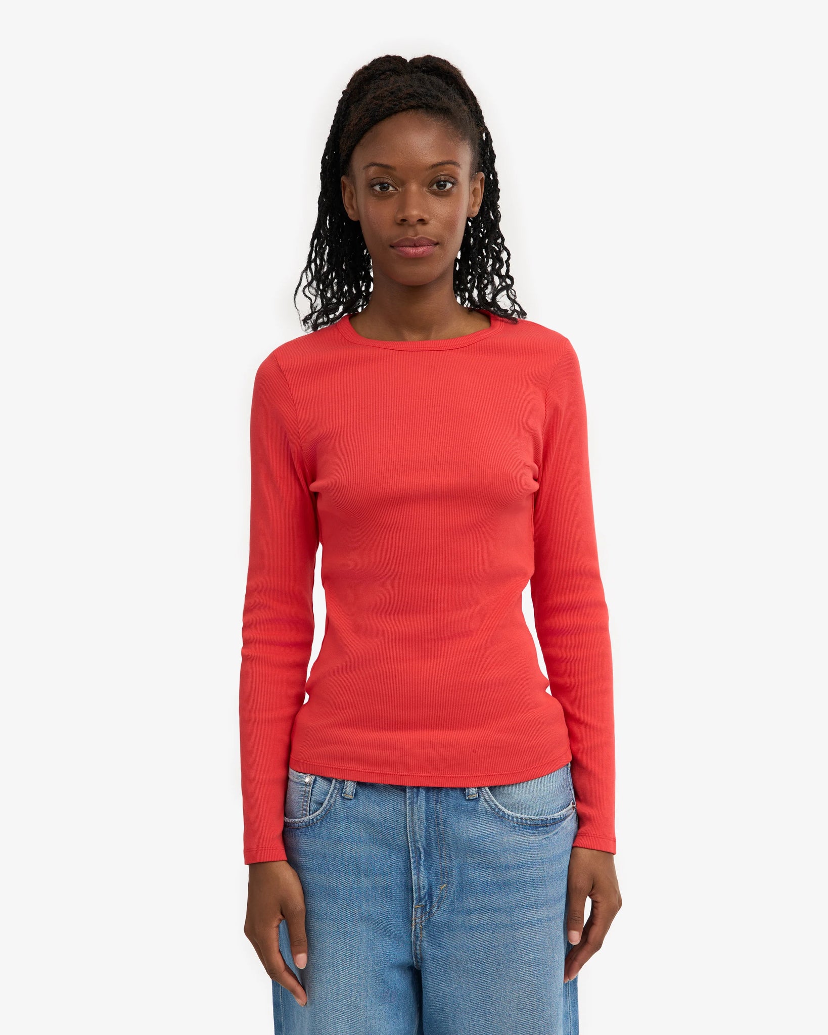 Colorful Standard LS Rib Top Red Tangerine Badger Clothing