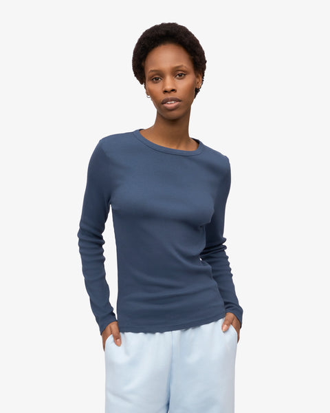 Colorful Standard LS Rib Top - Petrol Blue