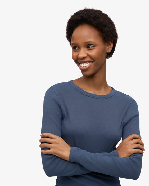 Colorful Standard LS Rib Top - Petrol Blue