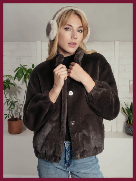 Nooki - Aubrey Faux Fur Jacket - Khaki