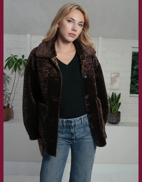 Nooki - Tara Reversible Faux Fur Jacket - Chocolate