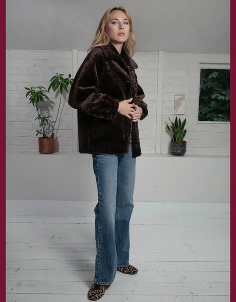 Nooki - Tara Reversible Faux Fur Jacket - Chocolate