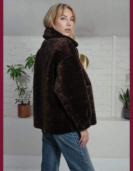 Nooki - Tara Reversible Faux Fur Jacket - Chocolate
