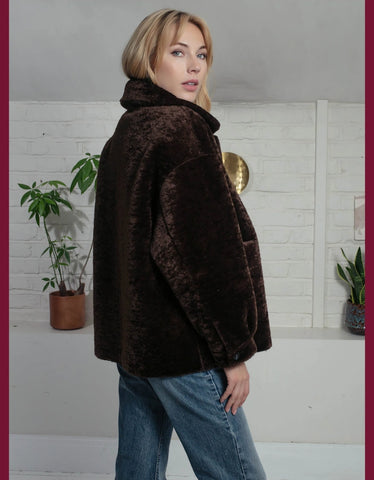 Nooki - Tara Reversible Faux Fur Jacket - Chocolate
