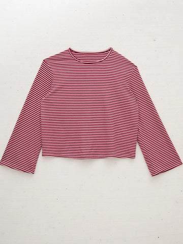 Fika - Celine Flared Sleeve Top - Burgandy/Pink