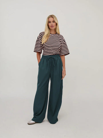 Fika - Ebba Satin Wide Leg Trouser - Teal