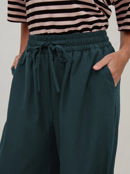 Fika - Ebba Satin Wide Leg Trouser - Teal