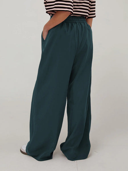 Fika - Ebba Satin Wide Leg Trouser - Teal
