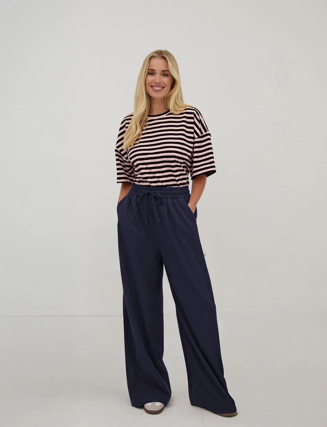 Fika - Ebba Satin Wide Leg Trouser - Navy