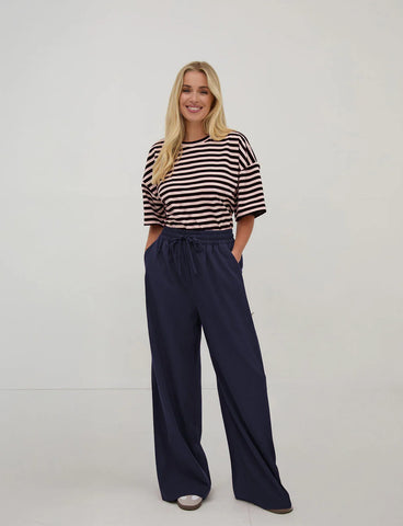 Fika - Ebba Satin Wide Leg Trouser - Navy